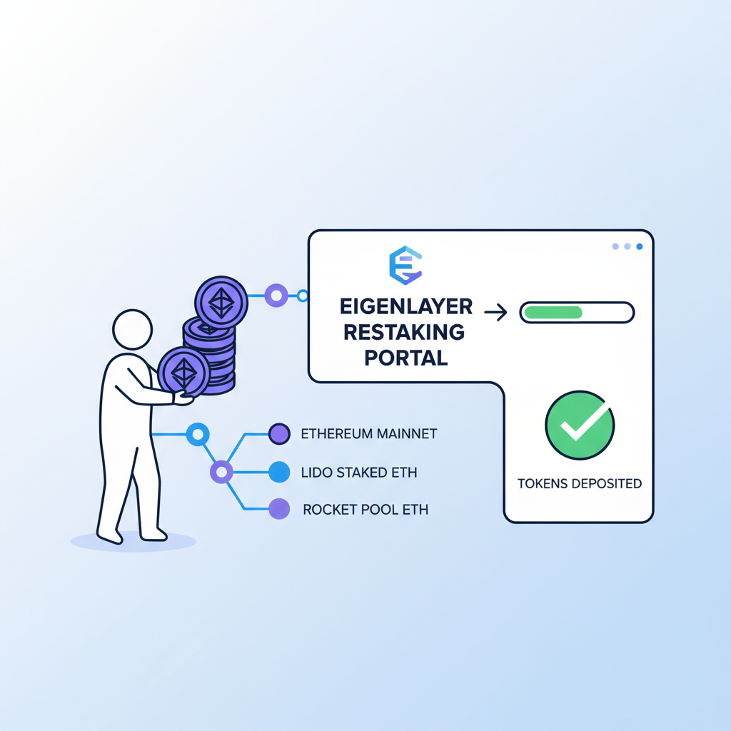 user depositing tokens into eigenlayer restaking portal with ethereum chains
